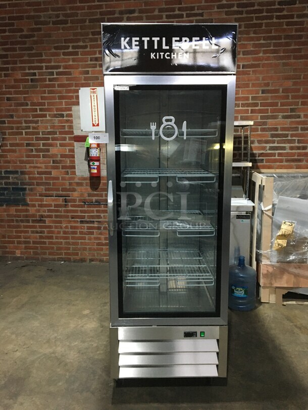 Brand New In The Box! Kool It One Glass Door Reach In Merchandiser Cooler! Model KB27RG! With LED Lights! On Commercial Casters!