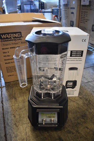 BRAND NEW IN BOX! Waring Model MMB145E Commercial Countertop Margarita Madness Blenders w Pitcher. 230 Volts, 1 Phase. 6x8x17
