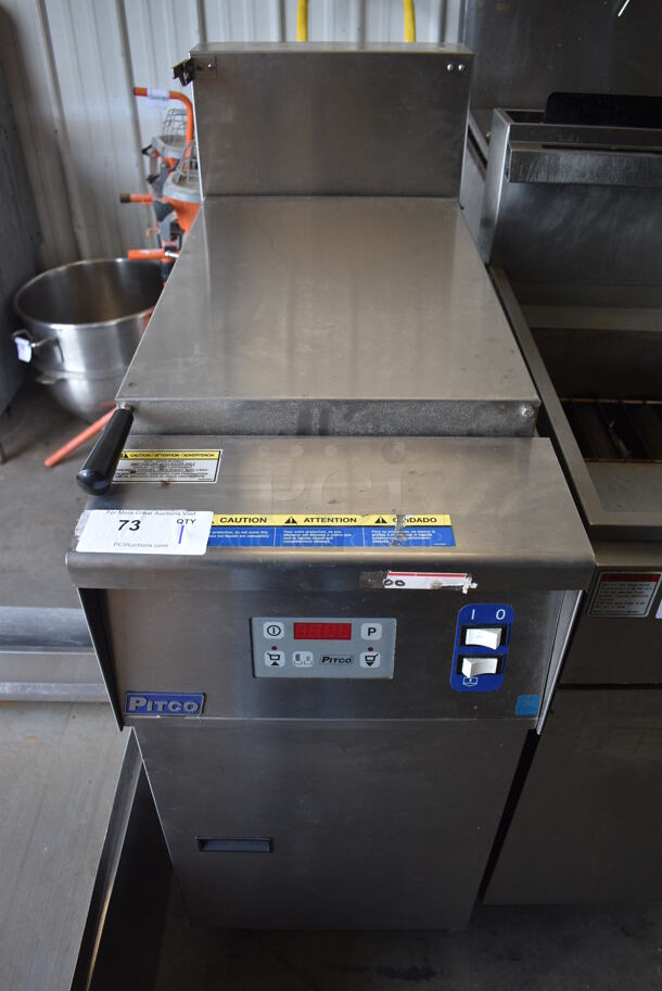 GREAT! Pitco Frialator Stainless Steel Commercial Floor Style Gas Powered Pasta Cooker w/ Lid. 16x36x46 - Image 1 of 9