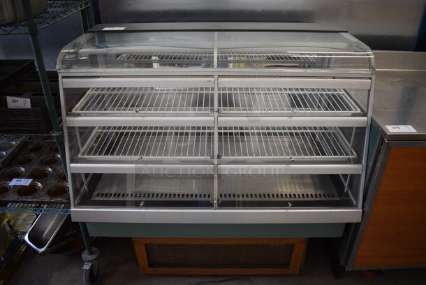 NICE! Metal Commercial Floor Style Display Case Merchandiser w/ Poly Coated Racks. 48x30x46. Tested and Powers On But Does Not Get Cold