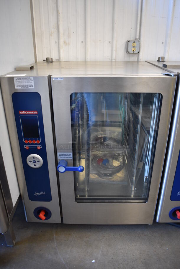 BRAND NEW! GORGEOUS! 2006 Eloma Model Genius 10-11 Stainless Steel Commercial Electric Powered Combi Steamer Convection Oven w/ Metal Pan Rack. 208 Volts, 3 Phase. 36.5x34x45 - Image 2 of 9