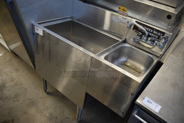 Krowne Stainless Steel Commercial Ice Bin w/ Right Side Sink Basin, Faucet and Handles. 1 Leg Needs Reattached. 36x19x37 - Image 2 of 4