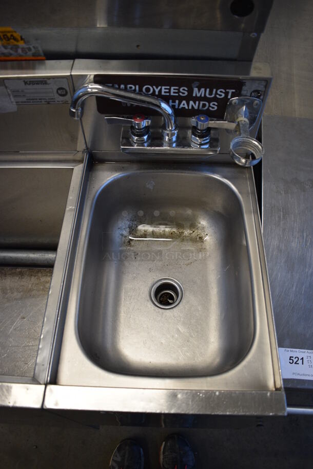 Krowne Stainless Steel Commercial Ice Bin w/ Right Side Sink Basin, Faucet and Handles. 1 Leg Needs Reattached. 36x19x37 - Image 3 of 4