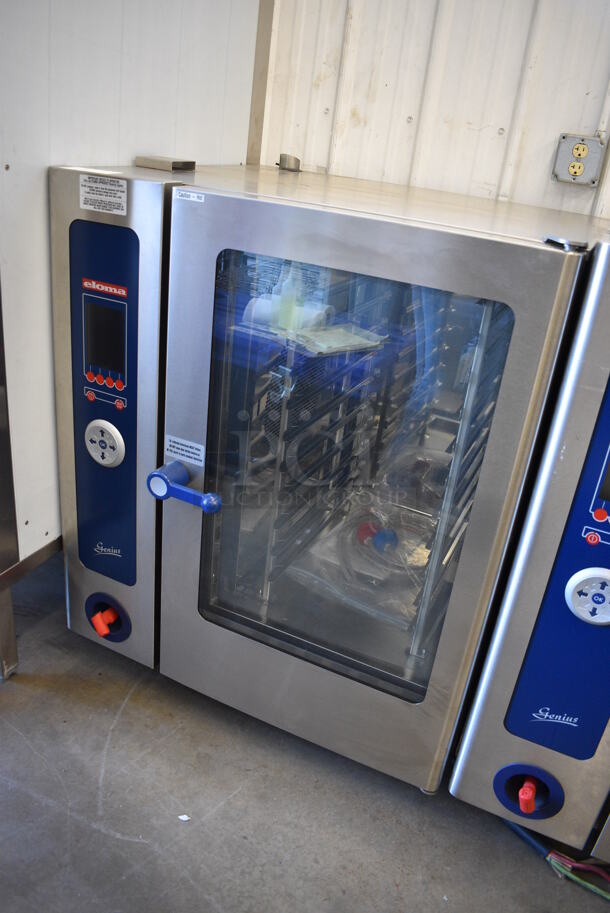 BRAND NEW! GORGEOUS! 2006 Eloma Model Genius 10-11 Stainless Steel Commercial Electric Powered Combi Steamer Convection Oven w/ Metal Pan Rack. 208 Volts, 3 Phase. 36.5x34x45 - Image 3 of 9