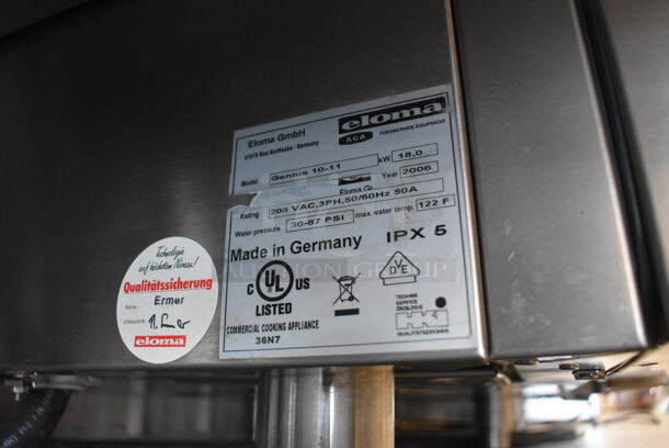 BRAND NEW! GORGEOUS! 2006 Eloma Model Genius 10-11 Stainless Steel Commercial Electric Powered Combi Steamer Convection Oven w/ Metal Pan Rack. 208 Volts, 3 Phase. 36.5x34x45 - Image 8 of 9