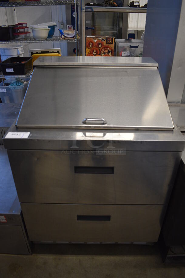 2017 Delfield Model D4432N-12M-A21 Stainless Steel Commercial Sandwich Salad Prep Table Bain Marie Mega Top w/ 2 Drawers on Commercial Casters. 115 Volts, 1 Phase. 32x32x45. Cannot Test - Unit Is Missing Power Cord