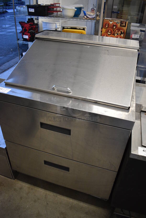 2017 Delfield Model D4432N-12M-A21 Stainless Steel Commercial Sandwich Salad Prep Table Bain Marie Mega Top w/ 2 Drawers on Commercial Casters. 115 Volts, 1 Phase. 32x32x45. Cannot Test - Unit Is Missing Power Cord - Image 3 of 6