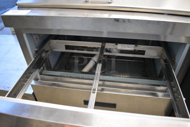 2017 Delfield Model D4432N-12M-A21 Stainless Steel Commercial Sandwich Salad Prep Table Bain Marie Mega Top w/ 2 Drawers on Commercial Casters. 115 Volts, 1 Phase. 32x32x45. Cannot Test - Unit Is Missing Power Cord - Image 5 of 6