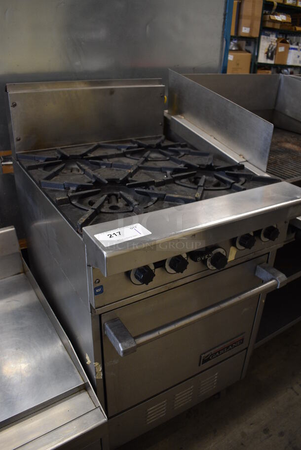 NICE! Garland Model H28 Stainless Steel Commercial Natural Gas Powered 4 Burner Range w/ Lower Oven on Commercial Casters. 24x33x45 - Image 3 of 10