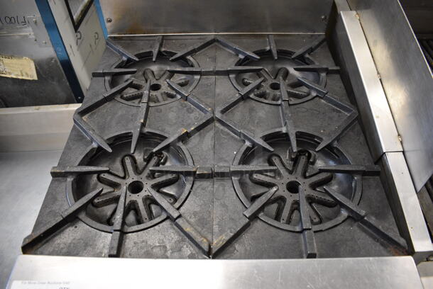 NICE! Garland Model H28 Stainless Steel Commercial Natural Gas Powered 4 Burner Range w/ Lower Oven on Commercial Casters. 24x33x45 - Image 4 of 10