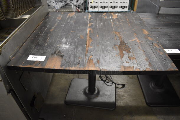 Wooden Tabletop on Black Metal Table Base. 37x37x30 - Image 1 of 3