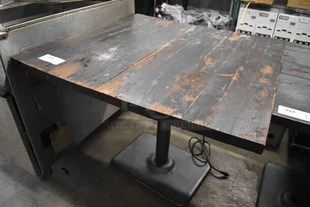 Wooden Tabletop on Black Metal Table Base. 37x37x30 - Image 2 of 3