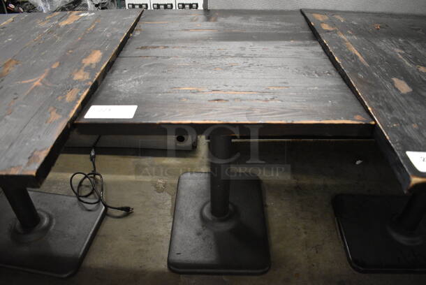 Wooden Tabletop on Black Metal Table Base. 24x30.5x30