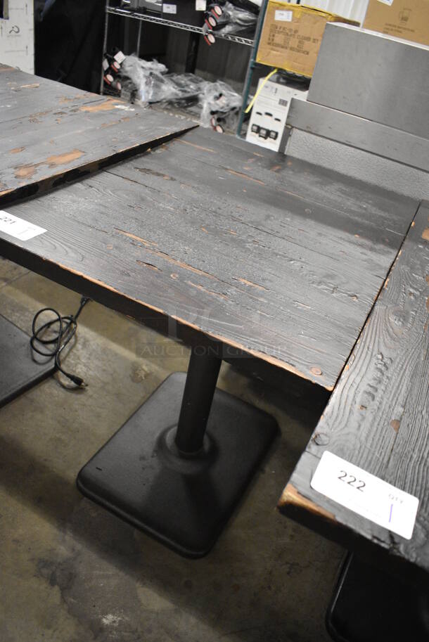 Wooden Tabletop on Black Metal Table Base. 24x30.5x30 - Image 2 of 3