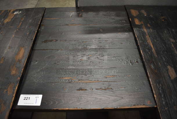 Wooden Tabletop on Black Metal Table Base. 24x30.5x30 - Image 3 of 3
