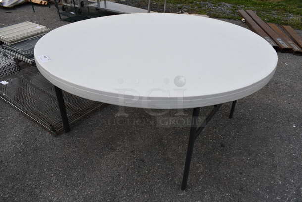 Poly Round Collapsible Table on Metal Legs. 60x60x30