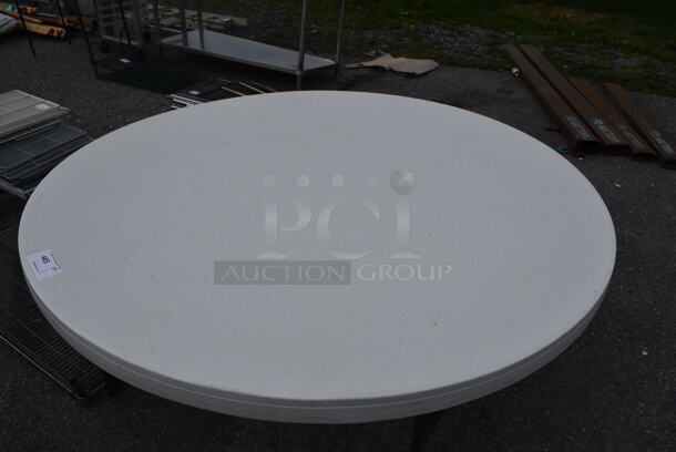 Poly Round Collapsible Table on Metal Legs. 60x60x30 - Image 2 of 3