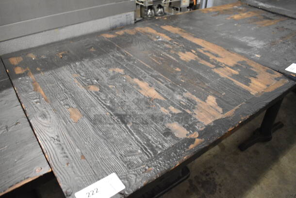 Wooden Tabletop on Black Metal Table Base. 37x37x30 - Image 2 of 3