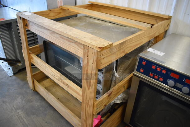 BRAND NEW IN CRATE! Lainox Model VE105X Stainless Steel Commercial Countertop Electric Powered Convection Oven w/ View Through Door, Metal Oven Racks and Thermostatic Controls. 208 Volts. 31.5x29x23 - Image 7 of 9