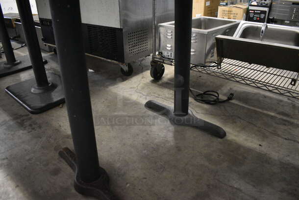 Wooden Tabletop on 2 Black Metal Table Bases. 37x37x30 - Image 3 of 3