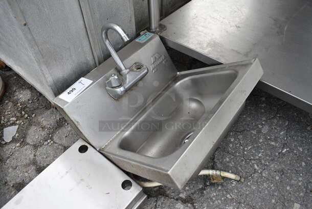Stainless Steel Commercial Wall Mount Single Bay Sink w/ Faucet and Handles. 17x16x20 - Image 2 of 3