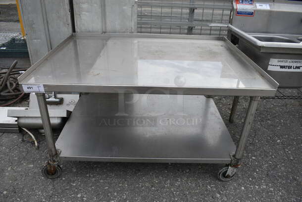 Stainless Steel Commercial Equipment Stand w/ Undershelf on Commercial Casters. 48x36x27.5
