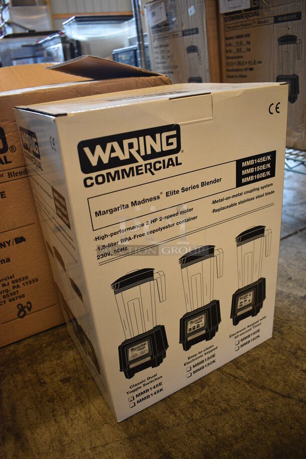 BRAND NEW IN BOX! Waring Model MMB145E Commercial Countertop Margarita Madness Blenders w Pitchers. 230 Volts, 1 Phase. 6x8x17 - Image 3 of 9