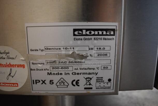 BRAND NEW! GORGEOUS! 2006 Eloma Model Genius 10-11 Stainless Steel Commercial Electric Powered Combi Steamer Convection Oven w/ Metal Pan Rack. 208 Volts, 3 Phase. 51.5x45x76 - Image 8 of 8