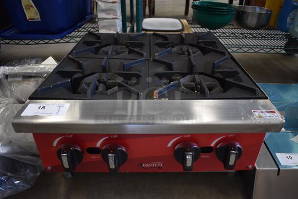 BRAND NEW SCRATCH AND DENT! Avantco Model ATHP-24-4Stainless Steel Commercial Countertop Natural Gas Powered 4 Burner Range. 100,000 BTU. 24x27.5x13