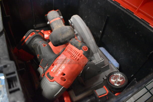 Craftsman Red and Black Poly Toolbox w/ Saw and Drill! 17x13x12 - Image 4 of 4