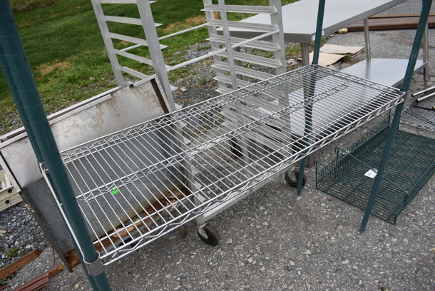 Green and Chrome Finish 2 Tier Shelving Unit. 48x18x75. BUYER MUST DISMANTLE. PCI CANNOT DISMANTLE FOR SHIPPING. PLEASE CONSIDER FREIGHT CHARGES. - Image 2 of 3