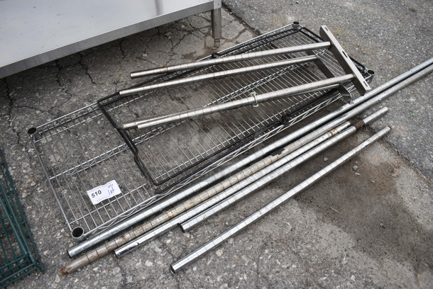 ALL ONE MONEY! Lot of Chrome Finish Shelf, Laundry Bag Frame and Various Poles! - Image 2 of 3