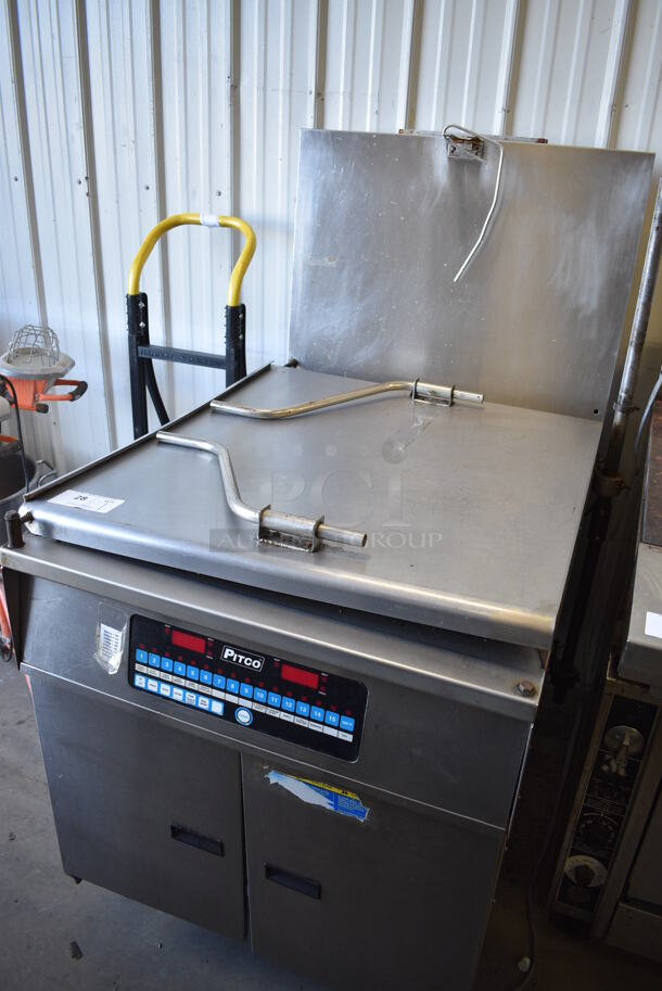SWEET! 2006 Pitco Frialator Model 24RUFM Stainless Steel Commercial Floor Style Natural Gas Powered Deep Fat Donut Fryer. 72,000 BTU. 32x44x57 - Image 2 of 8