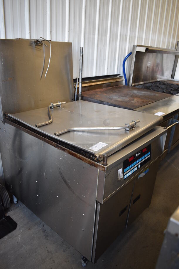 SWEET! 2006 Pitco Frialator Model 24RUFM Stainless Steel Commercial Floor Style Natural Gas Powered Deep Fat Donut Fryer. 72,000 BTU. 32x44x57 - Image 5 of 8
