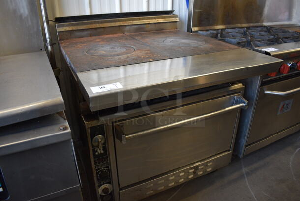 FANTASTIC! Jade Range Stainless Steel Commercial Floor Style Gas Powered 2 Burner Range w/ Lower CONVECTION Oven on Commercial Casters. 36x42x43 - Image 4 of 8