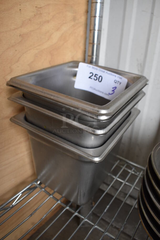 3 Stainless Steel 1/6 Size Drop In Bins. 1/6x6. 3 Times Your Bid! - Image 2 of 2