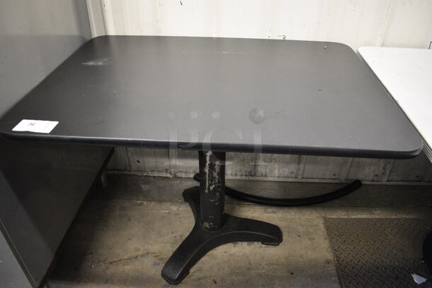 Black Table w/ Black Metal Table Base. 42x30x30