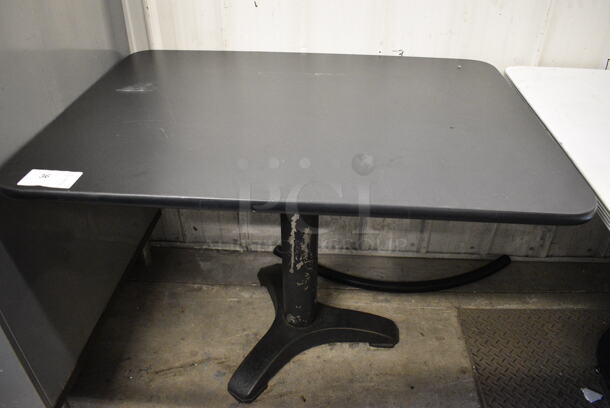 Black Table w/ Black Metal Table Base. 42x30x30 - Image 1 of 3
