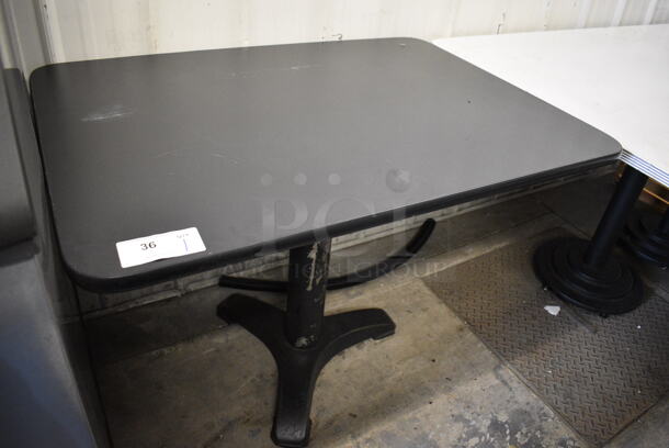 Black Table w/ Black Metal Table Base. 42x30x30 - Image 2 of 3