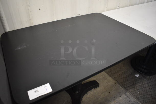 Black Table w/ Black Metal Table Base. 42x30x30 - Image 3 of 3