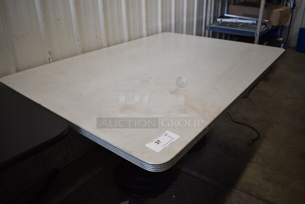 Gray Table w/ 2 Black Metal Table Bases. 60x42x30