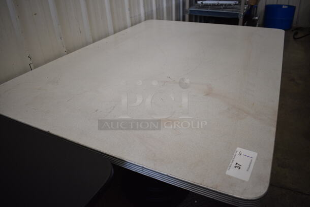 Gray Table w/ 2 Black Metal Table Bases. 60x42x30 - Image 2 of 3