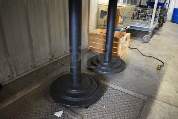 Gray Table w/ 2 Black Metal Table Bases. 60x42x30 - Image 3 of 3