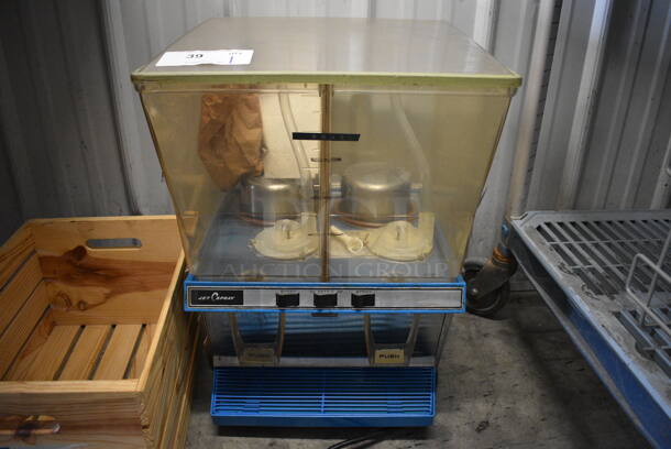 NICE! Jetspray Metal Commercial Countertop 2 Compartment Refrigerated Beverage Machine. 16x16x23. Tested and Powers On But Does Not Get Cold - Image 2 of 5