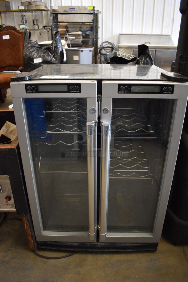 NICE! Everstar Model HDC36SS Stainless Steel Commercial 2 Door Wine Chiller Merchandiser. 115 Volts, 1 Phase. 24x22x34. Tested and Working!