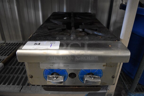 Stainless Steel Commercial Countertop Natural Gas Powered 2 Burner Range. 20,000 BTU. 12x27.5x11
