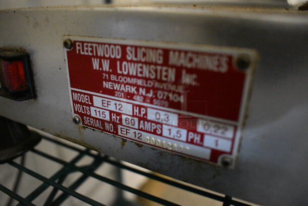 NICE! Fleetwood Model EF12 Stainless Steel Commercial Countertop Meat Slicer. 115 Volts, 1 Phase. 23x18x19. Tested and Working! - Image 6 of 6