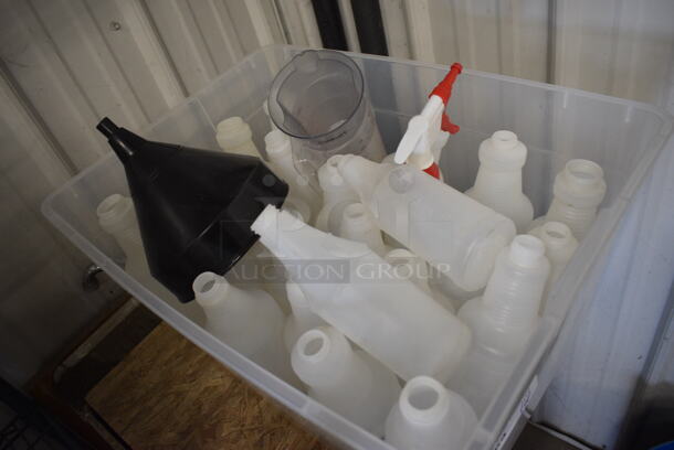 ALL ONE MONEY! Lot of Various Items Including Poly Condiment Bottles in Clear Poly Bin! - Image 2 of 3