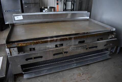 GREAT! American Range Stainless Steel Commercial Countertop Gas Powered Flat Top Griddle w/ Lower Cheese Melter. 48x29x20