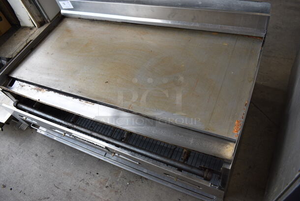 GREAT! American Range Stainless Steel Commercial Countertop Gas Powered Flat Top Griddle w/ Lower Cheese Melter. 48x29x20 - Image 5 of 5